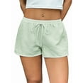 thumbnail image 1 of Women'S Striped Print Drawstring Elastic Waist Shorts Casual Wide Leg Low Rise Summer Boxer Shorts Light Green M, 1 of 5