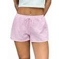 thumbnail image 1 of Women'S Striped Print Drawstring Elastic Waist Shorts Casual Wide Leg Low Rise Summer Boxer Shorts Light Pink L, 1 of 5