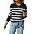 thumbnail image 1 of Women'S Striped Sweaters Casual Crew Neck Long Sleeve Pullover Oversized Cable Knit Loose Jumper Tops, 1 of 9