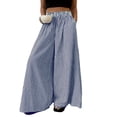thumbnail image 1 of Women'S Striped Wide Leg Pants Elastic Waist Baggy Palazzo Trousers with Pockets Going Out Outfits Blue S, 1 of 10
