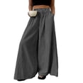 thumbnail image 1 of Women'S Striped Wide Leg Pants Elastic Waist Baggy Palazzo Trousers with Pockets Going Out Outfits Gray L, 1 of 10