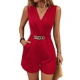 thumbnail image 1 of Women'S Suit Collar Jumpsuit Red XL, 1 of 8