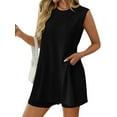 thumbnail image 1 of Women'S Summer 2 Piece Matching Long Sweater Shorts Sets Travel Resort Wear Sleeveless Knit Outfits Black M, 1 of 8