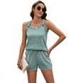 thumbnail image 1 of Women'S Summer 2 Piece Outfits Shorts Sets Matching Set Loungewear Dark Green S, 1 of 9