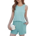 thumbnail image 1 of Women'S Summer 2 Piece Outfits Shorts Sets Matching Set Loungewear Green S, 1 of 8
