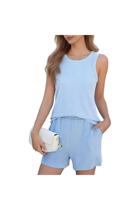 Women'S Summer 2 Piece Outfits Shorts Sets Matching Set Loungewear M