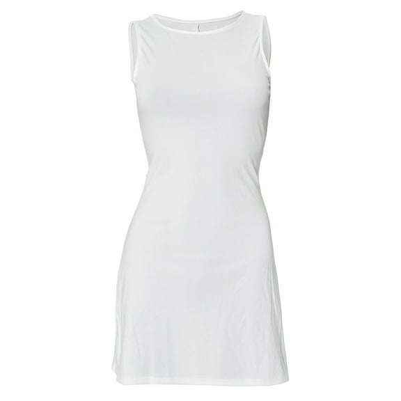 Women'S Summer A-Line Sleeveless Boat Neck Mini Dress Club Party Little Short Dresses White S