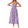 thumbnail image 1 of Women'S Summer Boho Strapless Maxi Dress Casual Sleeveless Off Shoulder Beach Long Sundress Violet L, 1 of 9