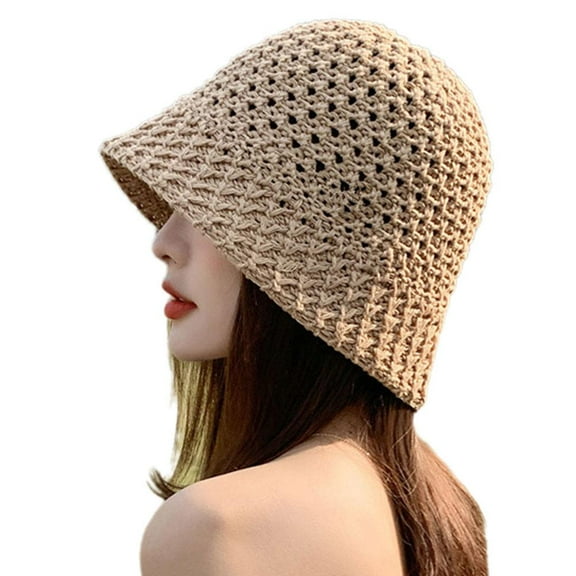 Women'S Summer Bow Large Floppy Folding-Wide Brim Cap Sun Straw Beach-Bucket-Hat A0I3
