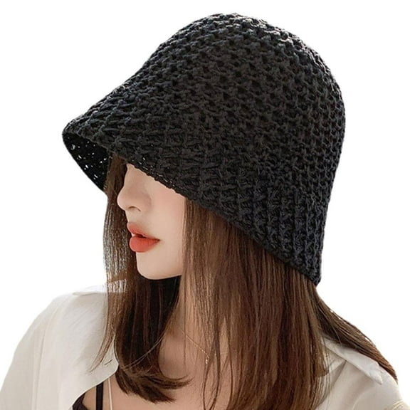 Women'S Summer Bow Large Floppy Folding-Wide Brim Cap Sun Straw Beach-Bucket-Hat D3Y0