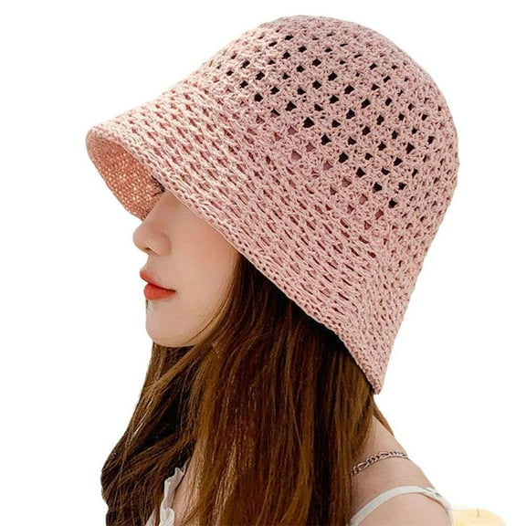 Women'S Summer Bow Large Floppy Folding-Wide Brim Cap Sun Straw Beach-Bucket-Hat P2B8