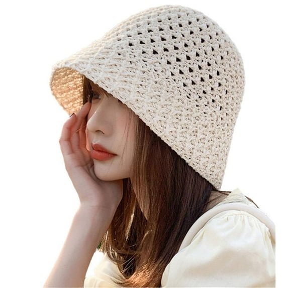 Women'S Summer Bow Large Floppy Folding-Wide Brim Cap Sun Straw Beach-Bucket-Hat Y0R5