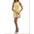 thumbnail image 1 of Women'S Summer Button Down Mini Dress Crew Neck Sleeveless Tie Back Work Dresses Yellow S, 1 of 8