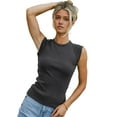thumbnail image 1 of Women'S Summer Cap Sleeve Slim Fitted Knit Basic Casual Ribbed Tank Tops Dark gray XXL, 1 of 8