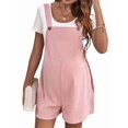 thumbnail image 1 of Women'S Summer Casual Bib Short Overalls Loose Linen Jumpsuit Beach Outfits Travel Vacation Clothes Pink S, 1 of 7