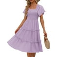 thumbnail image 1 of Women'S Summer Casual Flutter Sleeve Square Neck Smocked Midi Dress Light  L, 1 of 7