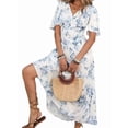 thumbnail image 1 of Women'S Summer Casual Short Sleeve Tiered Flowy Dress Long Midi Beach Sundress Vacation Outfits Blue Print XXL, 1 of 7