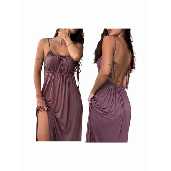 Women'S Summer Casual Sleeveless Backless Sundress Vacation House Dress S