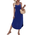 thumbnail image 1 of Women'S Summer Casual Sleeveless U Neck Dress Beach Cover Up Long Maxi Dresses with Pocket Blue S, 1 of 10
