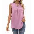 thumbnail image 1 of Women'S Summer Casual Sleeveless V Neck Lace Trim Tank Tops Loose Blouse Tees Pink S, 1 of 9