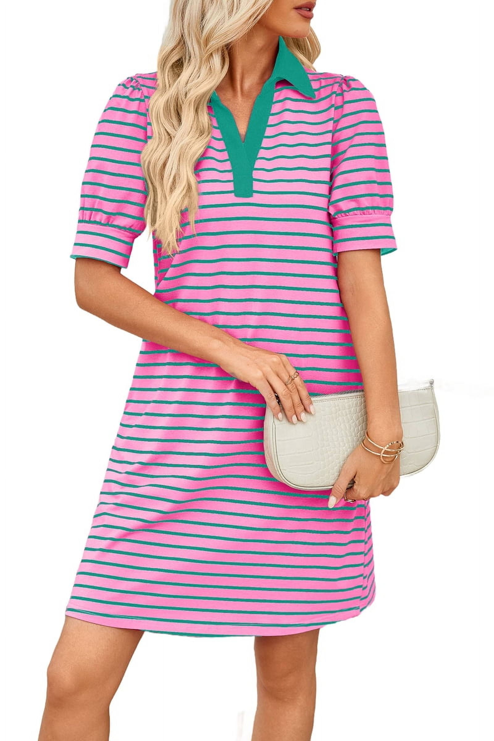 Women'S Summer Casual Striped V Neck Short Sleeve Flowy A Line Mini Dresses Pink Green XXL - Walmart.com Women'S Summer Casual Striped V Neck Short Sleeve Flowy A Line Mini Dresses Pink Green XXL - Walmart.com