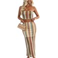 thumbnail image 1 of Women'S Summer Colorful Striped Tube Top Dress Set Two Piece Suit Yellow M, 1 of 9
