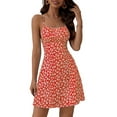 thumbnail image 1 of Women'S Summer Ditsy Floral Backless Back Tie Back Sleeveless Mini Dress Red XL, 1 of 5