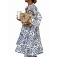 thumbnail image 1 of Women'S Summer Dress Casual V Neck Buttoned 3/4 Sleeve Bohemian Print Flowy Mini Dresses Blue L, 1 of 8