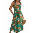 thumbnail image 1 of Women'S Summer Dresses 2025 Casual Spaghetti Strap Ruffled Pleated Flowy Floral Print Maxi Dress Green XL, 1 of 8