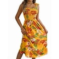 thumbnail image 1 of Women'S Summer Dresses 2025 Casual Spaghetti Strap Ruffled Pleated Flowy Floral Print Maxi Dress Yellow M, 1 of 8