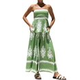 thumbnail image 1 of Women'S Summer Dresses 2025 Floral Sundress Spaghetti Straps Flowing Beach Vacation Bohemian Maxi Dress Set Green L, 1 of 7