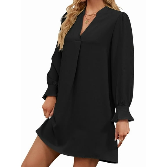 Women'S Summer Dresses Long Sleeve Casual Sundress Dress Beach Vacation 2025 Fashion Black S