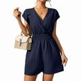 thumbnail image 1 of Women'S Summer Dressy Casual Short Sleeve Cute Rompers Flowy Dress Navy Blue S, 1 of 6