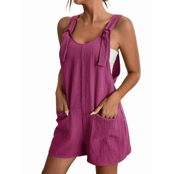 Women'S Summer Fashionable Short Jumpsuits, Casual Sleeveless Jumpsuits with Pockets XXL