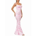 thumbnail image 1 of Women'S Summer Floral Bodycon Maxi Dress Spaghetti Strap Sleeveless Bohemian Maxi Dress Pink S, 1 of 8