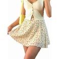 thumbnail image 1 of Women'S Summer Flowy Mini Skirt Basic Casual High Waisted Flared Mini Beach Skirts Yellow L, 1 of 9