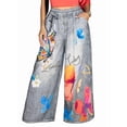 thumbnail image 1 of Women'S Summer High Waist Floral Print Loosse Wide Leg Pants with Pockets Grandma Gray S, 1 of 6