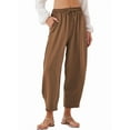 thumbnail image 1 of Women'S Summer High Waisted Baggy Pants Casual Ankle Length Trouser Slacks with Pockets Coffee Color S, 1 of 6