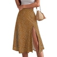 thumbnail image 1 of Women'S Summer High Waisted Flowy Slit Midi Skirts Casual Boho Floral Beach Skirt Yellow M, 1 of 9
