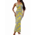 thumbnail image 1 of Women'S Summer Long Dress Casual Slip Slim Sleeveless Bodycon Maxi Dresses Yellow Flower XL, 1 of 7