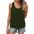 thumbnail image 1 of Women'S Summer Loose Fit Pleated Scoop Neck Casual Sleeveless Tank Tops  Green XL, 1 of 6