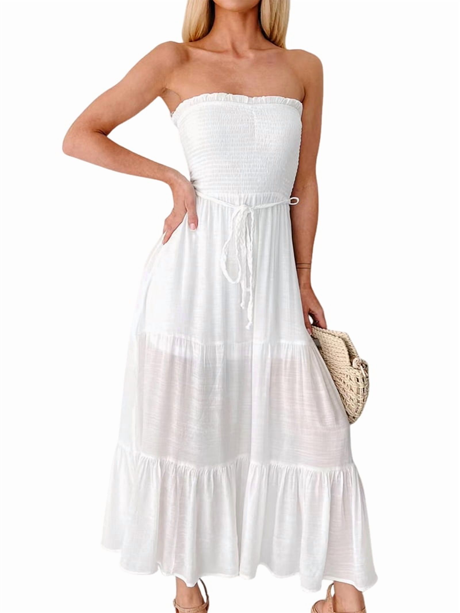 bandeau maxi dress casual Patterned Bandeau Maxi Dress