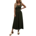thumbnail image 1 of Women'S Summer Maxi Dress Sleeveless Square Neck Casual Beach Sundress with Pockets, Flowy Patchwork Knit  Green S, 1 of 6