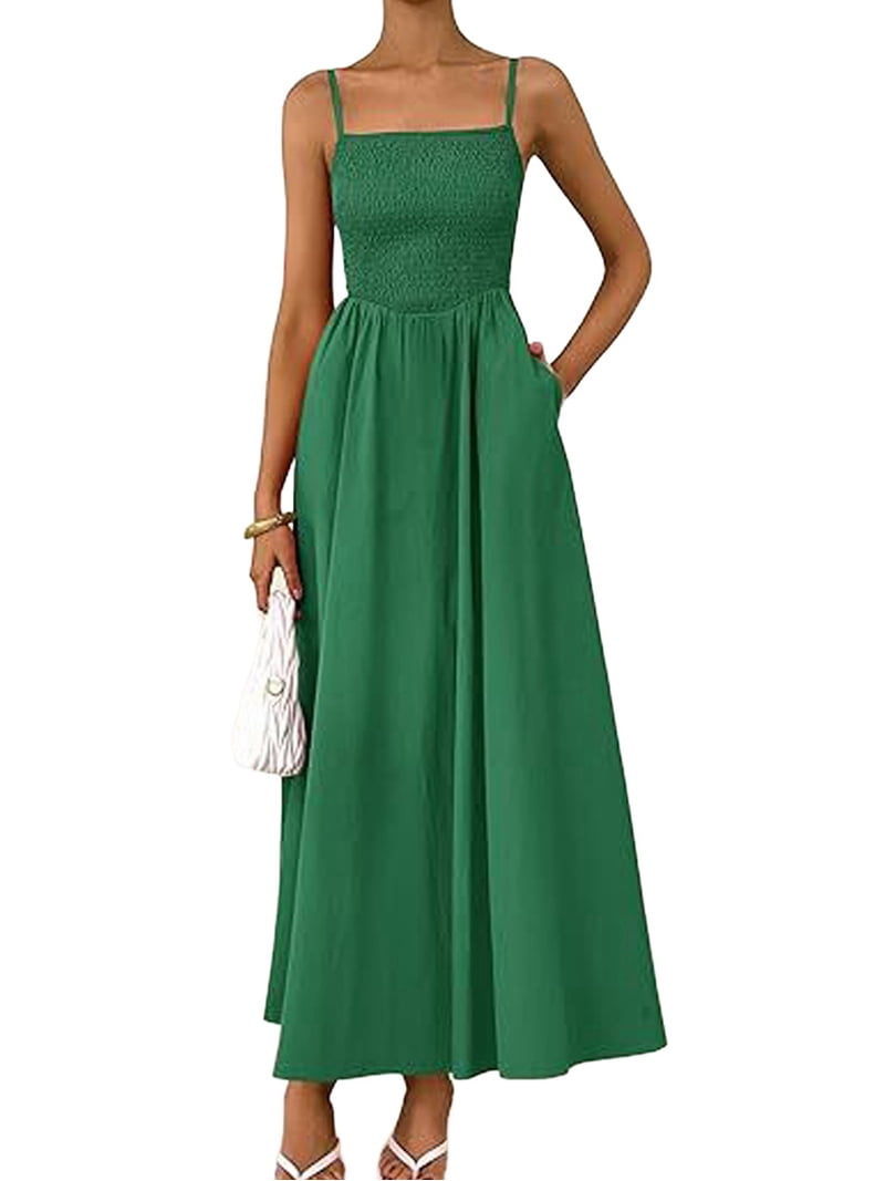 green emerald velvet dress Olympe Green Long Sleeve Smocked Dress main image 0