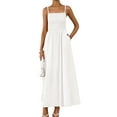thumbnail image 1 of Women'S Summer Maxi Dresses Beach Sundress Casual Spaghetti Strap Smocked Swing A Line Long Flowy Dress White M, 1 of 5