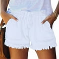 thumbnail image 1 of Women'S Summer Mid Waist Elastic Denim Shorts Stretchy Short Casual Hot Pants with Pockets White L, 1 of 5