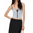 thumbnail image 1 of Women'S Summer Polka Dots Camis Top Ruched Tie Front Spaghetti Strap Going Out Tops White M, 1 of 9