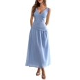 thumbnail image 1 of Women'S Summer Sleeveless Casual Dresses V-Neck Wrinkles Backless Party Dress Blue M, 1 of 7