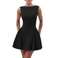 thumbnail image 1 of Women'S Summer Sleeveless Crew Neck Backless A-Line Mini Party Prom Dress Black S, 1 of 10