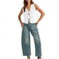 thumbnail image 1 of Women'S Summer Sleeveless Crochet Knit Tie Front Sweater Vest White S, 1 of 7